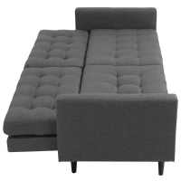 HOMCOM Linen Fabric Convertible Sofa Bed with Button Tufted Back Design, Adjustable Angles and Wood Legs, Grey(m-14)
