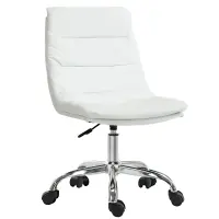 Vinsetto Armless Office Chair Ergonomic Computer Desk Chair Mid-Back Upholstered Task Chair with PU Leather, Adjustable Height and Swivel Seat, White(m-1)