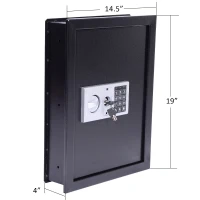 Open Box HomCom 19" x 14" x 4" Digital Wall Mounted Home Security Storage Safe - Black(m-4)