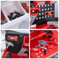 Qaba Kids Tool Workbench, Pretend Play Construction Workshop with 46 Realistic Toy Tools for Kids Ages 3 years(m-8)
