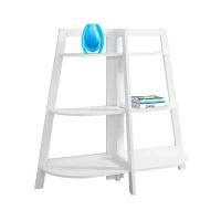 Monarch 48" Wood Grain-Look 3-Tier Accent Display Bookcase - White Finish(m-1)