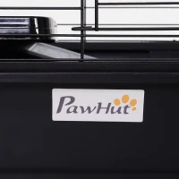 PawHut Rolling Metal Rabbit, Guinea Pig, or Small Animal Hutch Cage with Main House and Run(m-14)
