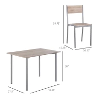 HOMCOM 5 Piece Dining Table Set for 4, Rectangular Kitchen Table and Chairs, Dining Room Set for Breakfast Nook, Small Space, Apartment, Dinette, Space Saving(m-3)