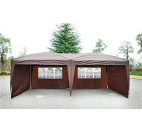 Outsunny 10' x 20' Pop Up Canopy Party Tent with 4 Removable Sidewalls - Brown(m-1)