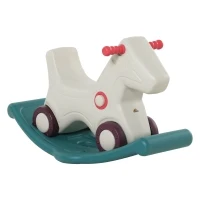 Qaba 2 in 1 Rocking Horse & Sliding Car for Indoor & Outdoor Use, Gray and Green(m-11)