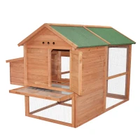 PawHut 71" Wooden Backyard Chicken Coop Hen House With Outdoor Run And Nesting Box(m-7)