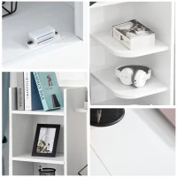 HOMCOM Home Office Computer Desk with Hutch and Storage Cabinet and 6 Shelves, White(m-10)