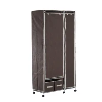 HomCom 79" x 39" Rolling Portable Clothes Closet Wardrobe Rack (Brown)(m-3)