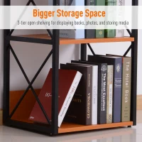 HomCom 3 Tier Wood X-Frame End Table - Black(m-6)