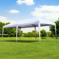 Open Box Outsunny 10x20 Pop Up Canopy Outdoor Instant Shelter Gazebo Party Tent with Carrying Bag and 2-Tier Roof - White(m-1)