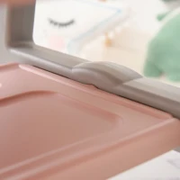 Qaba 3-Piece Kids Table and Chair Set Writing Desk with Armrest, Storage Space for Toddler Activities, Pink(m-11)