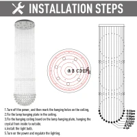 HOMCOM K9 Crystal Glass Fixture Raindrop Chandelier with Stainless Steel Board GU10 Bulb Compatible(m-5)