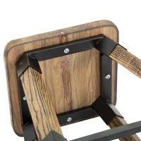 HomCom 2 Piece 24" Tall Rustic Industrial Armless Square Wood Top Bar Stool Set - Black / Woodgrain(m-11)