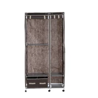HomCom 79" x 39" Rolling Portable Clothes Closet Wardrobe Rack (Brown)(m-2)