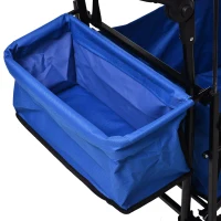 DURHAND Folding Push Pull Collapsible Wagon with Canopy and All-Terrain Wheels, Utility Rolling Cart Stroller for Beach and Shopping, Blue(m-9)