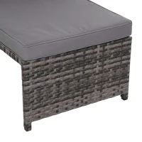 Outsunny 3 Piece Patio Furniture Set, Rattan Outdoor Sofa Set with Chaise Lounge & Loveseat, Soft Cushions, Tempered Glass Table, L-Shaped Sectional Couch, Gray(m-14)