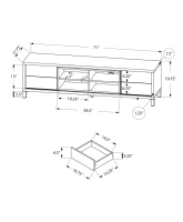 Monarch 70" Euro Style 4-Drawer Open Shelf Storage Wood Grain-Look Console TV Stand - Dark Taupe Finish(m-4)
