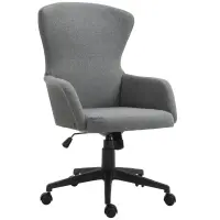 Vinsetto Swivel Office Chair Modern Linen Upholstered Home Computer Desk Task Chair with Cushioned Arm, Wheels, Adjustable Height, Grey(m-1)