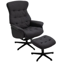 HOMCOM Fabric Recliner with Footrest - Modern Elegant Reclining with Sturdy Metal Base - Thick Padded Cushion - Dark Grey(m-1)