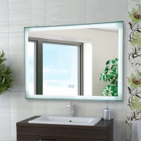 Open Box Kleankin 32" x 24" Aluminum Rectangular LED Illuminated Anti-Fog Bathroom Wall Mirror Stylish with Touch Bottons(m-2)