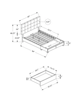 Monarch Queen Size Platform Bed Frame and Tufted Headboard with 2 Storage Drawers - Beige Linen(m-4)