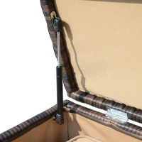 Outsunny Outdoor Patio Loveseat Set, 3 Piece PE Wicker Furniture with 2 Seats, Built-in Table, 2 Ottoman Storage Bins, All-Weather Reclining Lounge, Cushions, Brown(m-12)