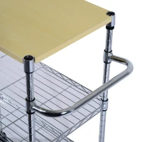 HomCom 32” Portable 3 Tier Rolling Kitchen Cart With 2 Wire Storage Shelves(m-11)