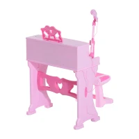 Qaba 37-Key Kids Princess Electronic Piano Toddler Toy Keyboard with Stool, MP3, Record, Light and Microphone for 3 years+, Pink(m-8)