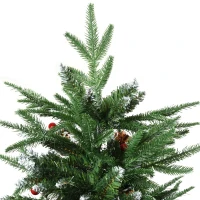 HOMCOM 7ft Artificial Pine Tree Holiday Home Christmas Decoration with Removable Branches, Pinecone - Red Berries(m-11)