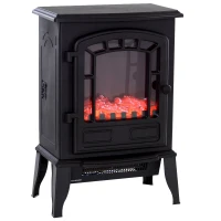 HOMCOM Freestanding Electric Fireplace Stove Space Heater Infrared Quartz LED  9.5" W 1500W Steel  Black(m-1)