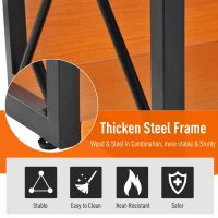 HomCom 3 Tier Wood X-Frame End Table - Black(m-7)