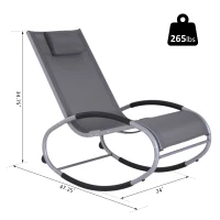 Patio Rocking Lounge Chair Orbital Zero Gravity Seat Pool Chaise w/ Pillow Grey(m-4)