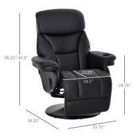 HOMCOM Manual Recliner, Swivel Lounge Armchair with Side Pocket, Footrest and Cup Holder for Living Room, Black(m-3)