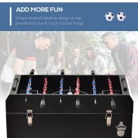Outsunny Patio 65L Rolling Cooler Cart with Foosball Tabletop - Ice Beverage Chest for Outdoor Parties and Events(m-6)