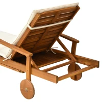 Outsunny Reclining Relaxing Chaise Lounge Chair with 4-Level Adjustable Backrest & Convenient Pull-Out Side Tray(m-10)