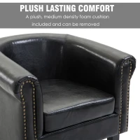 HomCom Faux Leather Traditional Club Armchair Smoking Chair - Dark Brown Black(m-8)