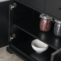 HOMCOM Buffet Storage Cabinet for Kitchen Entryway with 2 Cabinets and 3 Drawers, Adjustable Shelves, Black(m-9)