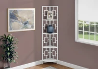 Monarch 62" H Transitional Decorative 4-Tier Corner Etagere Bookcase - White / White Metal(m-2)