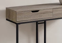 Monarch 42" Contemporary Accent Hall Sofa Console Table with 2 Drawers and Angular Metal Base - Dark Taupe Wood Grain-Look / Black Metal Base(m-3)