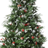 HOMCOM 7ft Artificial Pine Tree Holiday Home Christmas Decoration with Removable Branches, Pinecone - Red Berries(m-12)