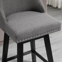 HOMCOM 28" Swivel Bar Height Bar Stools Set of 2, Armless PU Leather Upholstered Barstools Chairs with Nailhead Trim and Wood Legs, Dark Grey(m-13)