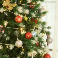 HOMCOM Artificial Christmas Tree, 7' Tall Unlit Snow-Flocked Fir with Realistic Branches, Red Berries and 1172 Tips(m-14)