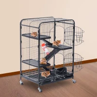 Pawhut 37” 4 Level Indoor Small Animal Cage Hutch - Black(m-2)