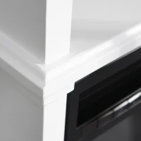 HOMCOM Electric Fireplace with Shelf, Storage Rack, Side Console Table, LED Log Flame, Auto Cut-Off, Remote Control, White(m-15)