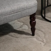 HOMCOM Upholstered Armless Fabric Loveseat with Button Tufted Design for Living Room with Wood Legs, Grey(m-14)