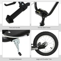 Aosom Teens Youth Scooter Ride On Toy with Adjustable Handlebar, Dual Brakes, and Inflatable Wheels For Kids 5+ - Black(m-6)