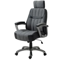 Vinsetto High-Back Home Office Chair 400lbs with Wide Seat, Linen PU High-Back Home Chair, Computer Desk Chair with Adjustable Height, Swivel Wheel, Black/Grey(m-12)