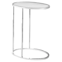 Monarch 25" Contemporary Oval Chrome Metal Base C-Shaped Side Accent Table - Mirrored Glass Top Finish(m-1)