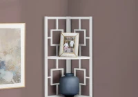 Monarch 62" H Transitional Decorative 4-Tier Corner Etagere Bookcase - White / White Metal(m-3)