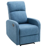 HomCom Linen Fabric Manual Recliner Lounger Chair  with Footrest - Blue(m-8)
